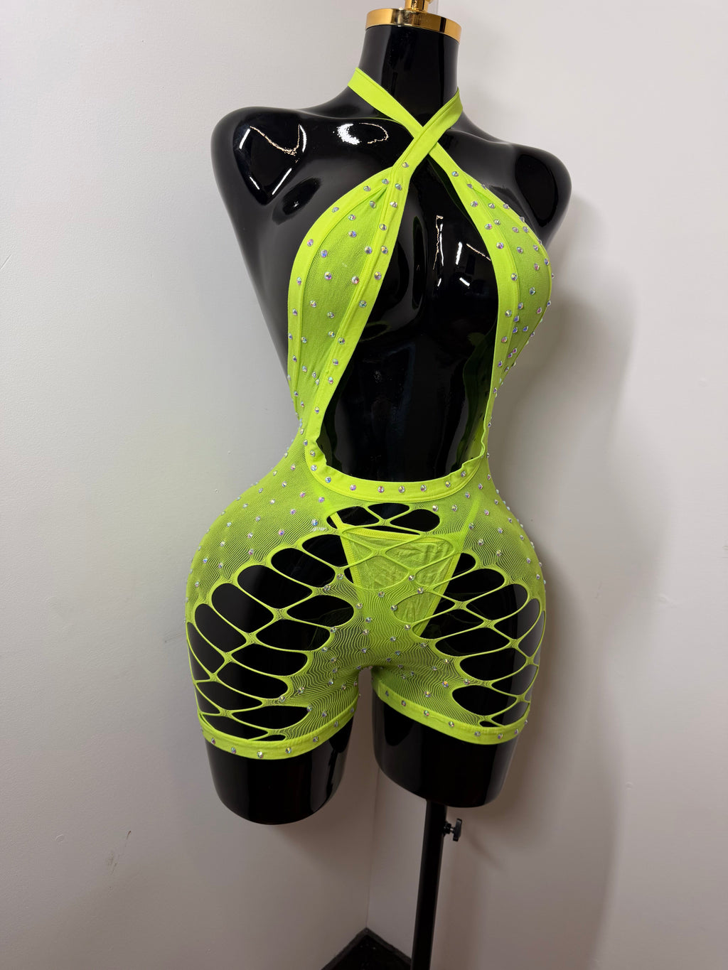 Green Romper w/ Matching Thong Money Maker - One Size Fits All