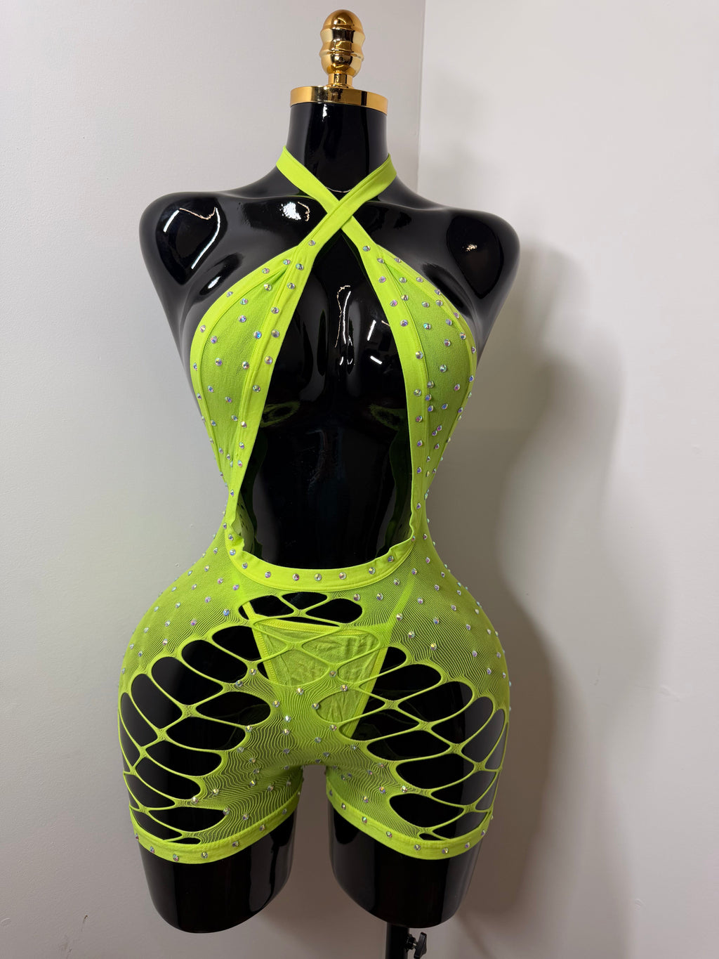 Green Romper w/ Matching Thong Money Maker - One Size Fits All